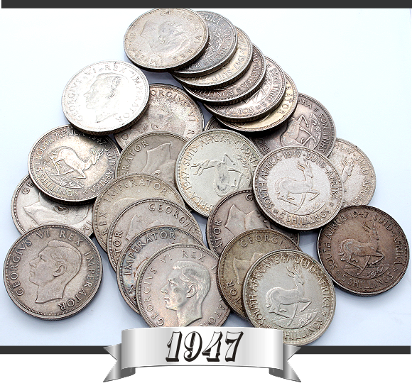 1947 to 1964 Union Silver Coinage - 5 Shillings and 50c Per Type